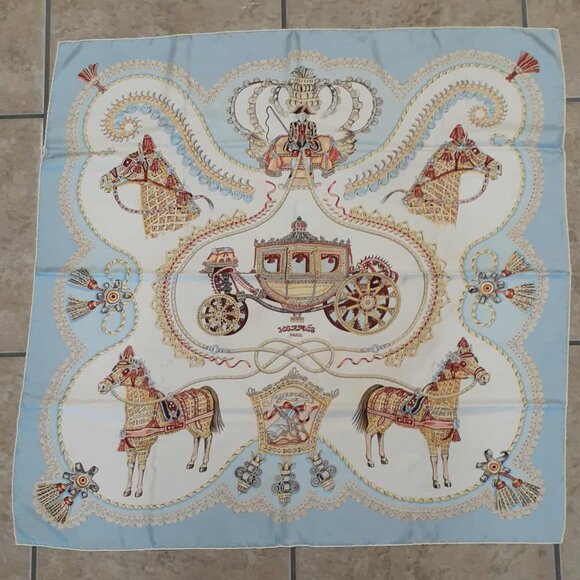 Hermès Paperoles Silk Scarf With Box 90 Carre Light Blue - Picture 1 of 5